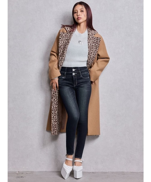 leopard slim longコート