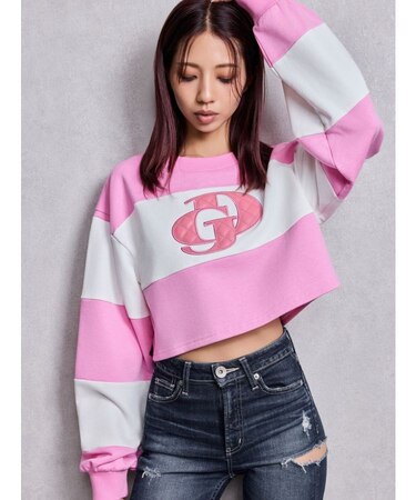 GD fake leather patch shortトップス