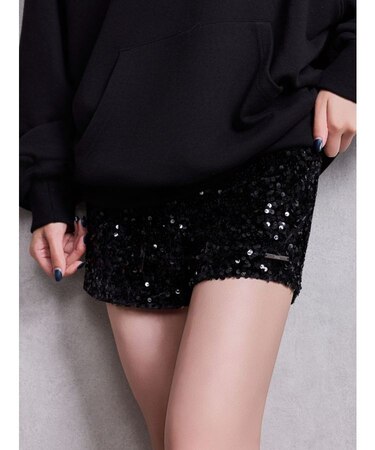 GYDAスパンコールベロアショートパンツ