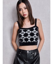 Argyll patternミニシャギーニットキャミ