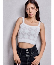 Argyll patternミニシャギーニットキャミ