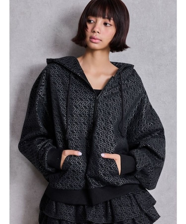 GG chain glitter print BIGパーカー