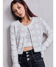 Argyll patternミニシャギーニットカーディガン
