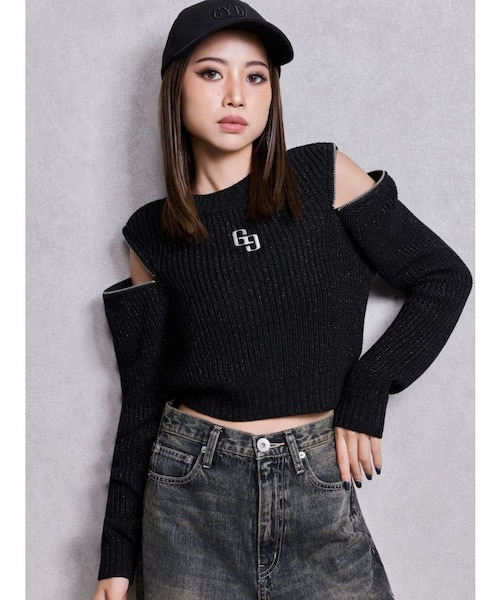 GG ZIP designラメニットトップス｜ジェイダの通販｜&mall（アンド