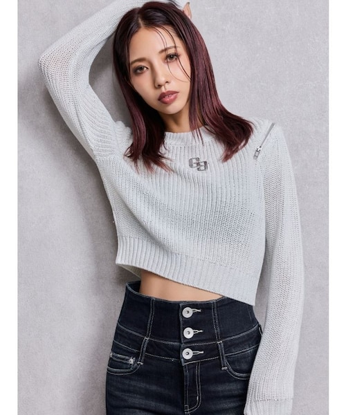 GG ZIP designラメニットトップス｜ジェイダの通販｜&mall（アンド