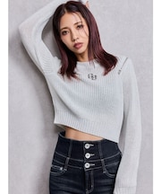 GG ZIP designラメニットトップス