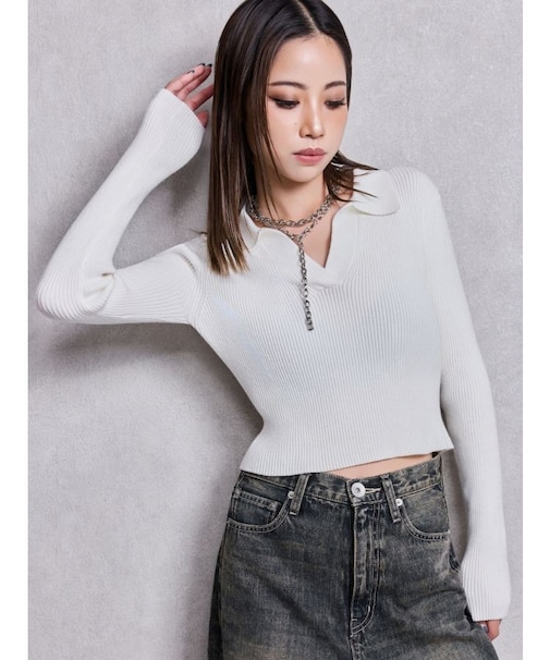 POLOニットトップス