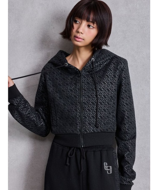 GG chain glitter print shortパーカー