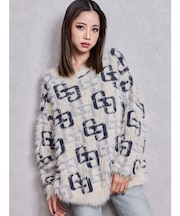 GG PATTERN MIXシャギーニットトップス