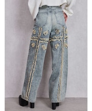 ハイウエストBACK CROSS POINTワイドデニムパンツ