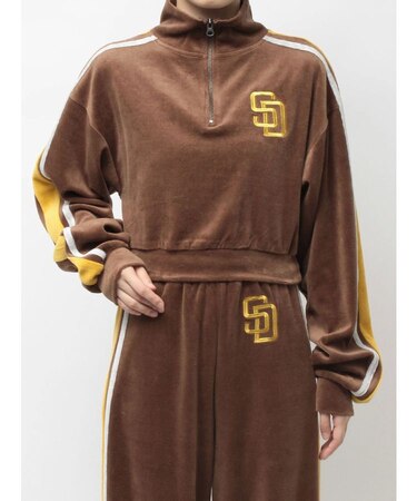 GYDA［MLB］2ラインハーフZIPショートトップス