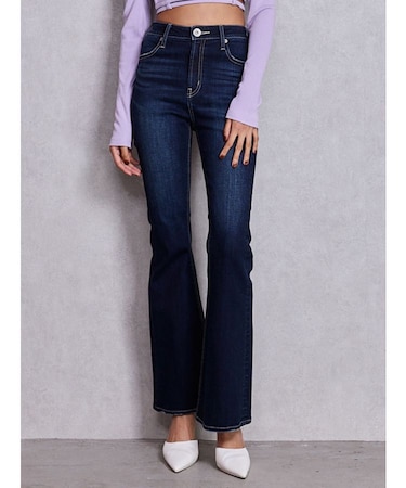 ハイウエストBASICフレアデニムパンツ