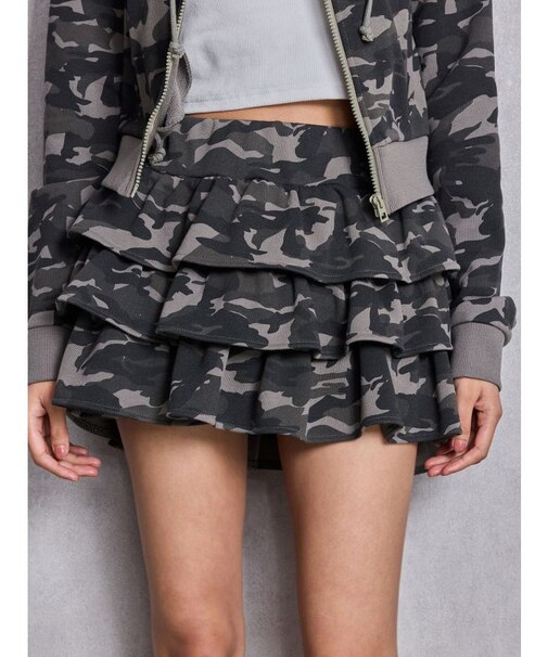 Sweat tiered スカートライクショートパンツ