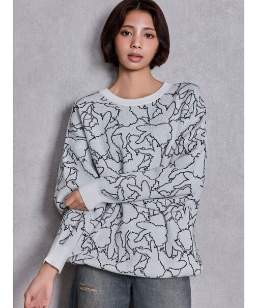 BUNNY patternニットトップス