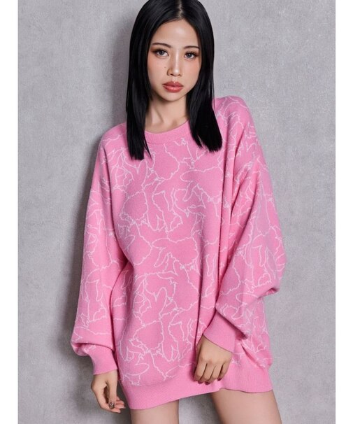 BUNNY patternニットトップス