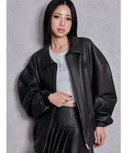 Symmetry GYDA EmbossフェイクレザーBIGブルゾン