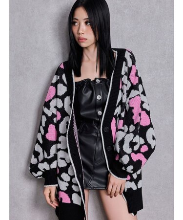 ラメGレオパードニットカーディガン