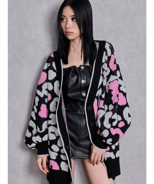 ラメGレオパードニットカーディガン