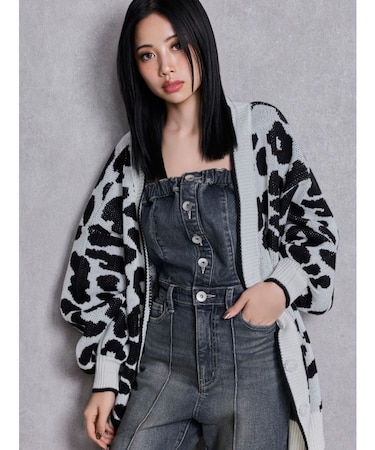 ラメGレオパードニットカーディガン