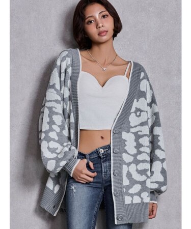 ラメGレオパードニットカーディガン