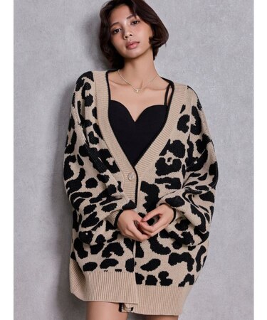 ラメGレオパードニットカーディガン