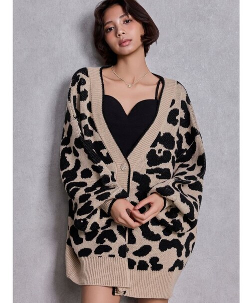 ラメGレオパードニットカーディガン
