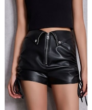 GG drawstring fake leatherショートパンツ