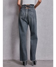 ハイウエストBACK LACE UPストレートデニムパンツ
