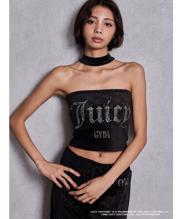 GYDA×Juicy Couture GG JC Emboss Big Bling Velour Bustier