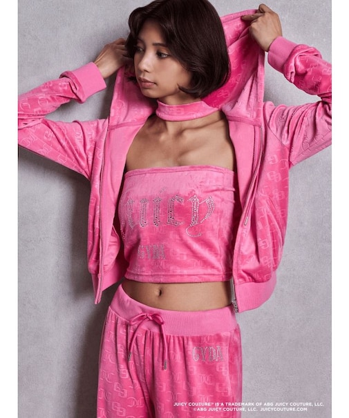 GYDA×Juicy Couture GG JC Emboss Big Bling Velour Bustier