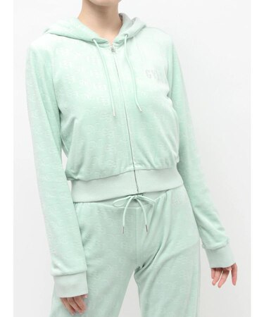 GYDA×Juicy Couture GG JC Emboss Big Bling Velour Hoodie