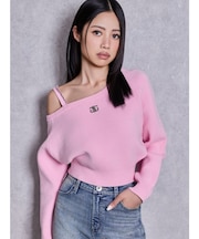 Symmetry GYDAワンショルチェーンニットトップス