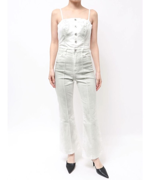 BACKリボンデニムロンパース