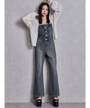 BACKリボンデニムロンパース