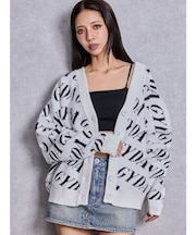 GYDA SLANT PATTERNニットカーディガン