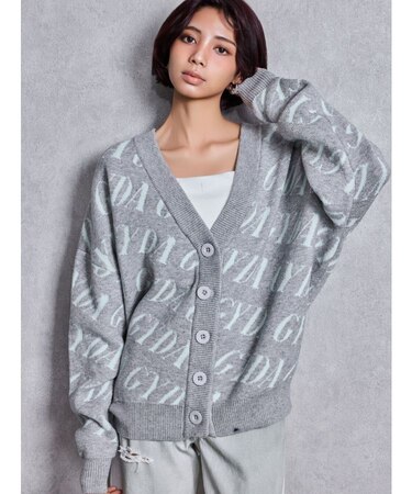 GYDA SLANT PATTERNニットカーディガン