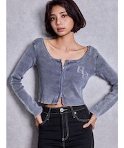 GG bijou ZIPブリーチニットショートトップス