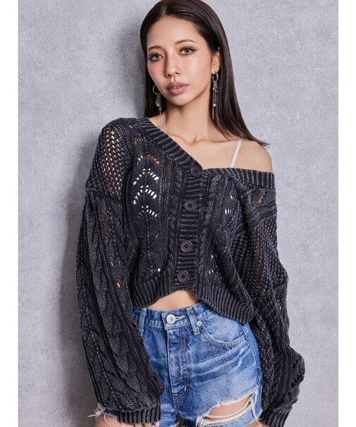 2WAYメッシュブリーチニットトップス