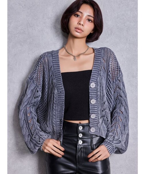 2WAYメッシュブリーチニットトップス