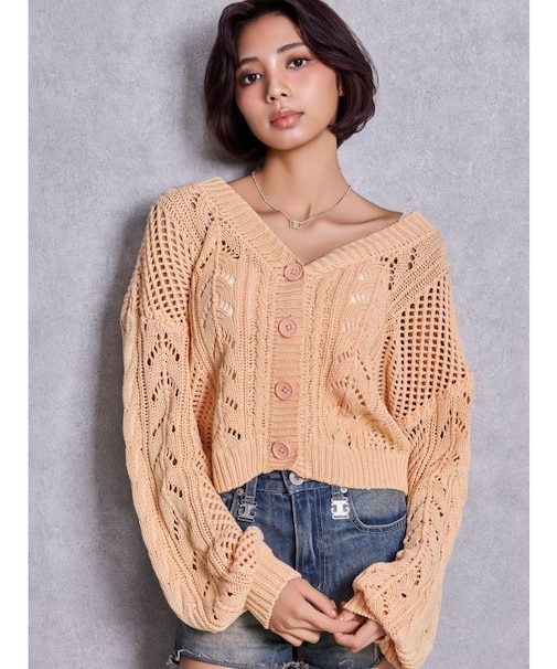 2WAYメッシュブリーチニットトップス