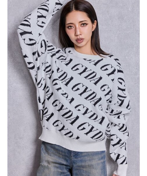 GYDA SLANT PATTERNニットトップス