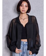 SHEERラメショートシャツ