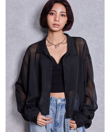 SHEERラメショートシャツ