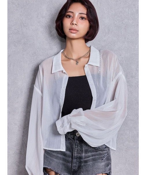 SHEERラメショートシャツ