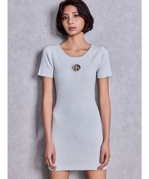 GG bijou MOLDハーフスリーブラメニットワンピース