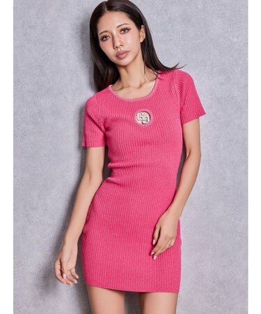 GG bijou MOLDハーフスリーブラメニットワンピース