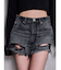 ハイウエストBACK RIPPEDデニムショートパンツ