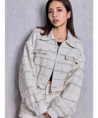 Symmetry GYDAラメツイードジャケット