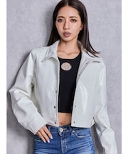 Symmetry GYDA EMBOSSパテントフェイクレザーショートジャケット