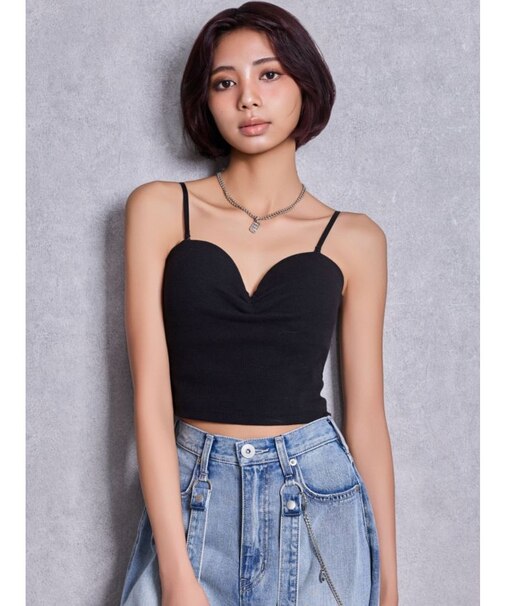 ショルダーストラップリブベアビスチェ